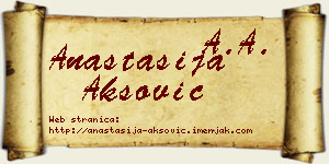 Anastasija Aksović vizit kartica